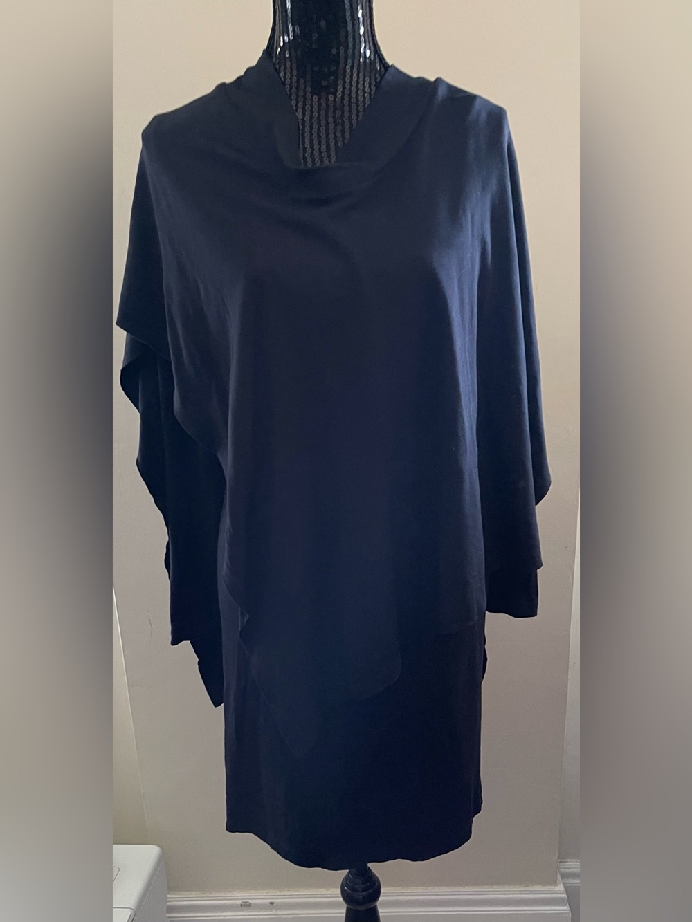 COS Asymmetric Cape Dress Navy Blue Size Small